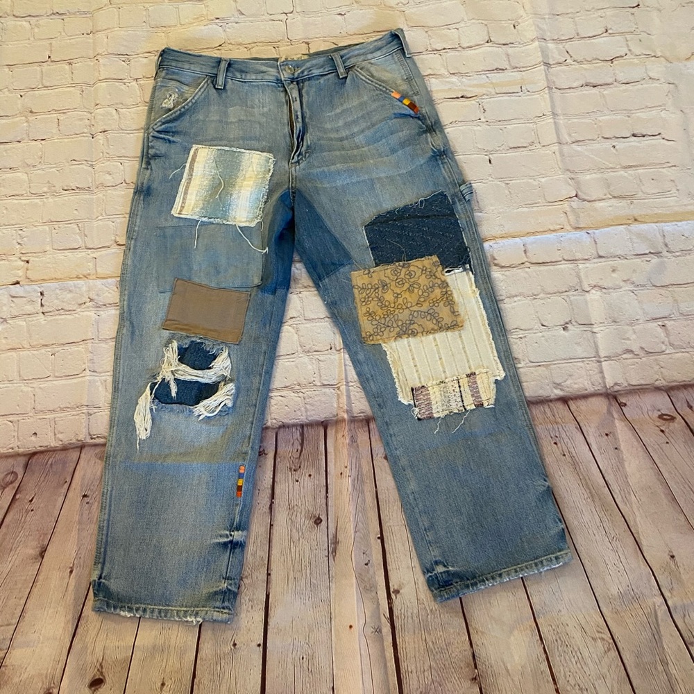 WE THE FREE PEOPLE PATCHWORK CARPENTER JEANS SZ29